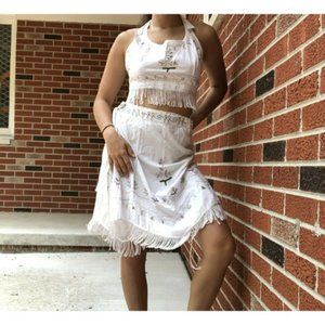 marine import fringe set white embroider